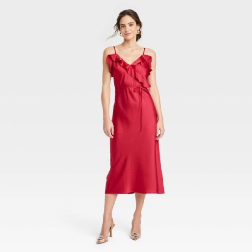 Women's Ruffle Midi Slip Dress - Target